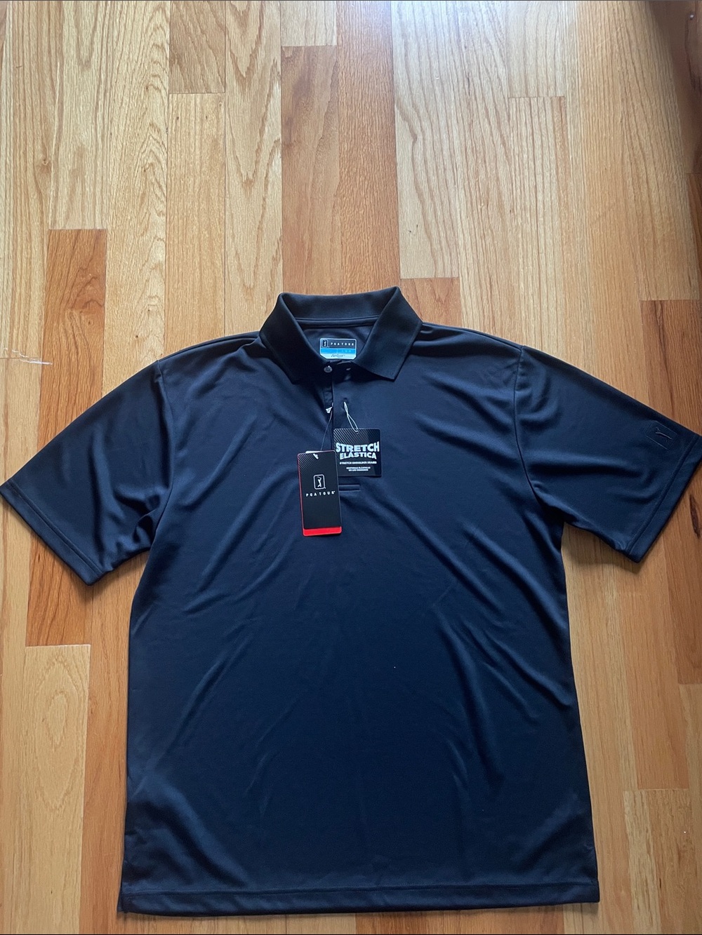 PGA Tour Black Performance Stretch Polo